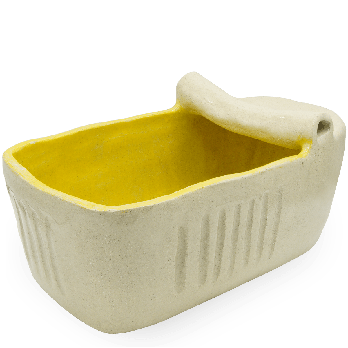 Handmade Maceta Lata Druki Blanco-Amarillo 3