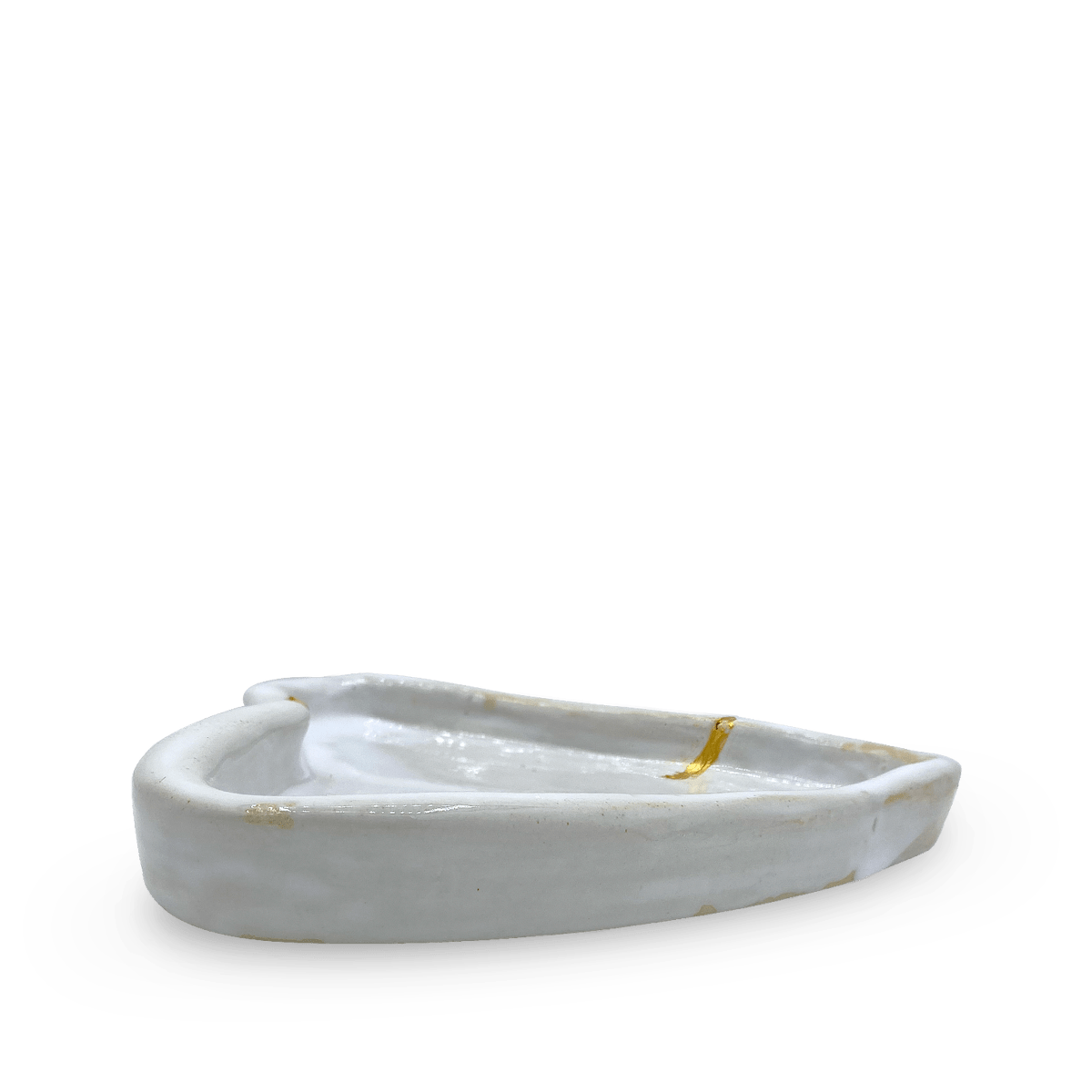 Bandeja Corazón Blanco Brillo Kintsugi 1